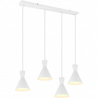 Suspension LED - Trion Ewomi - Douille E27 - 4-lumières - Rectangle - Mat Blanc - Aluminium