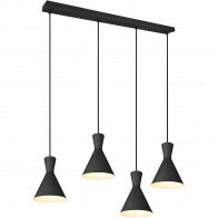 Suspension LED - Trion Ewomi - Douille E27 - 4-lumières - Rectangle - Mat Noir - Aluminium