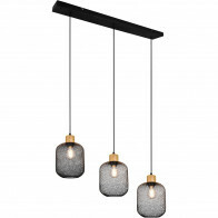 Suspension LED - Trion Kalim - Douille E27 - 3-lumières - Rectangle - Mat Noir - Aluminium