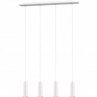 Suspension LED - Trion Mary - Douille GU10 - 4-lumières - Rectangle - Mat Blanc - Aluminium