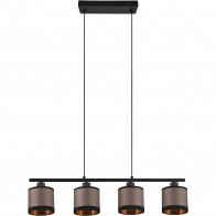 Lampe suspendue LED - Trion Vamos - Douille E14 - 4-lumières - Rectangulaire - Mat Noir - Métal