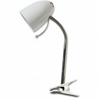 Lampe à Pince LED - Aigi Wony - Douille E27 - Bras Flexible - Rond - Blanc Brillant