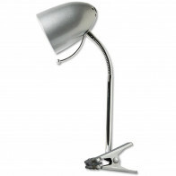 Lampe à Pince LED - Aigi Wony - Douille E27 - Bras Flexible - Rond - Argent Brillant