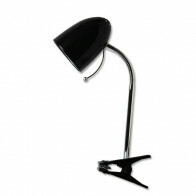 Lampe à Pince LED - Aigi Wony - Douille E27 - Bras Flexible - Rond - Noir Brillant