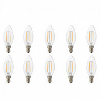 Pack de 10 Lampes LED - Lampe à Bougie - Filament - Douille E14 - 2W - Blanc Neutre 4200K