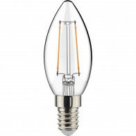 Lampe LED - Filament - Sanola Syno - 2W - Douille E14 - Blanc Chaud 2700K - Transparent Clair - Verre