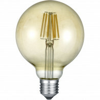 Lampe LED - Filament - Trion Globin - Douille E27 - 6W - Blanc Chaud 2700K - Ambre - Aluminium