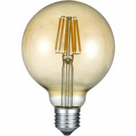 Lampe LED - Filament - Trion Globin - Douille E27 - 8W - Blanc Chaud 2700K - Dimmable - Ambre - Verre