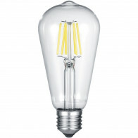 Lampe LED - Filament - Trion Kalon - Douille E27 - 6W - Blanc Chaud 2700K - Transparent Clair - Aluminium