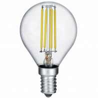 Lampe LED - Filament - Trion Topus - 4W - Douille E14 - Blanc Chaud 3000K - Transparent Clair - Aluminium