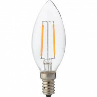 Lampe LED - Lampe à Bougie - Filament - Douille E14 - 4W - Blanc Chaud 2700K