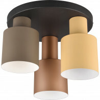 Plafonnier LED - Éclairage de plafond - Trion Agido - Douille E27 - 3 lumières - Noir avec abat-jour multicolore