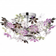 Plafonnier LED - Éclairage de Plafond - Trion Flowy - Douille E14 - 4-lumières - Rond - Aluminium Chrome Brillant