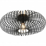 Plafonnier LED - Éclairage de Plafond - Trion Johy - Douille E27 - Rond - Industriel - Mat Noir - Aluminium - 50cm