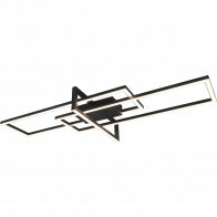 Plafonnier LED - Éclairage de Plafond - Trion Salana - 34W - Blanc Chaud 3000K - Dimmable - Rectangle - Mat Noir - Aluminium