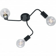 Plafonnier LED - Trion Dolla - Douille E27 - 3-lumières - Rond - Mat Noir - Aluminium