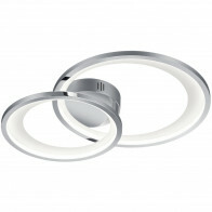 Plafonnier LED - Trion Granity - 29W - Blanc Chaud 3000K - Dimmable - Ovale - Mat Chrome - Aluminium