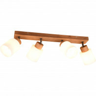 Spot de plafond LED - Éclairage de Plafond - Trion Asmara - Douille E14 - 4-lumières - Rectangle - Mat Brun - Bois