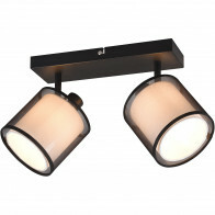 Spot de plafond LED - Éclairage de Plafond - Trion Bidon - Douille E14 - 2-lumières - Rectangle - Mat Noir - Aluminium