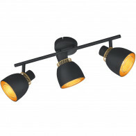 Spot de plafond LED - Trion Blado - Douille E14 - 3 lumières - Rectangulaire - Noir Mat - Métal