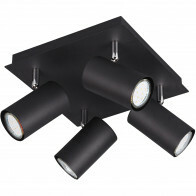Spot de plafond LED - Trion Mary - Douille GU10 - 4-lumières - Carré - Mat Noir - Aluminium