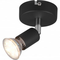 Spot Applique LED - Trion Pamo - Douille GU10 - 1-lumière - Rond - Mat Noir - Aluminium