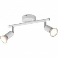 Spot de plafond LED - Trion Pamo - Douille GU10 - 2-lumières - Rond - Mat Blanc - Aluminium