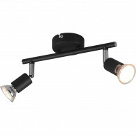 Spot de plafond LED - Trion Pamo - Douille GU10 - 2-lumières - Rond - Mat Noir - Aluminium