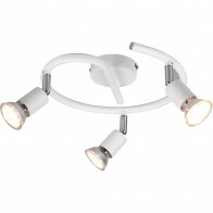 Spot de plafond LED - Trion Pamo - Douille GU10 - 3-lumières - Rond - Mat Blanc - Aluminium