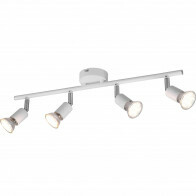 Spot de plafond LED - Trion Pamo - Douille GU10 - 4-lumières - Rond - Mat Blanc - Aluminium