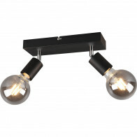 Spot de plafond LED - Trion Zuncka - Douille E27 - 2-lumières - Rectangle - Mat Noir - Aluminium