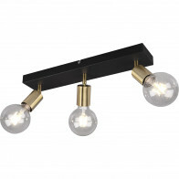 Spot de plafond LED - Trion Zuncka - Douille E27 - 3-lumières - Rectangle - Mat Noir/Or - Aluminium