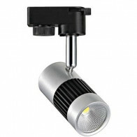 Éclairage sur rail LED - Spot sur Rail - 13W 1 Phase - Rond - Blanc Neutre 4200K - Mat Noir/Argent Aluminium