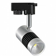 Éclairage sur rail LED - Spot sur Rail - 8W 1 Phase - Rond - Blanc Neutre 4200K - Mat Noir/Argent Aluminium