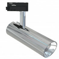 Éclairage sur rail LED - Spot sur Rail - Facto - 30W 1 Phase - Rond - Blanc Chaud 3000K - Aluminium Chrome Brillant