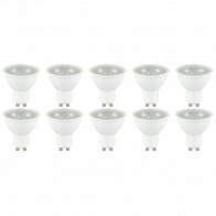 Pack de 10 Spots LED - Viron Hytro - Douille GU10 - 6W - Blanc Froid 6400K - Mat Blanc - Plastique