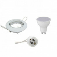 Set de spots LED - Douille GU10 - Dimmable - Rond Encastré - Blanc Brillant - 6W - Blanc Neutre 4200K - Inclinable Ø82mm