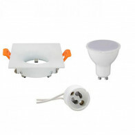 Set de spots LED - Aigi - Douille GU10 - Carré Encastré - Mat Blanc - 6W - Blanc Froid 6400K - 85mm