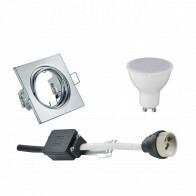 Set de spots LED - Trion - Douille GU10 - Carré Encastré - Chrome Brillant - 6W - Blanc Neutre 4200K - Inclinable 80mm