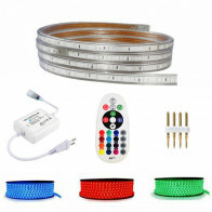 Ensemble de Bande LED - Bande LED Intelligente - 1 Mètre - Changement de Couleur RGB - Télécommande - Dimmable - Étanche IP65 - 230V