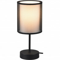 Lampe de Table LED - Éclairage de Table - Trion Bidon - Douille E14 - Rond - Mat Noir - Aluminium