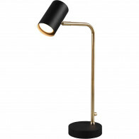 Lampe de bureau LED - Éclairage de Table - Trion Milona - Douille GU10 - Rond - Mat Noir/Or - Aluminium