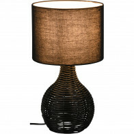Lampe de Table LED - Éclairage de Table - Trion Sparko - Douille E27 - Rond - Noir - Bois