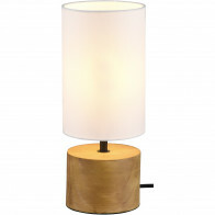 Lampe de Table LED - Éclairage de Table - Trion Wooden - Douille E14 - Rond - Mat Blanc - Bois