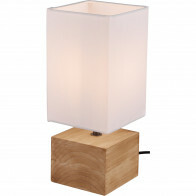 Lampe de Table LED - Éclairage de Table - Trion Wooden - Douille E14 - Carré - Mat Blanc - Bois