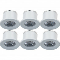 Éclairage de Spot de Véranda LED 6 Pack - 1W - Blanc Neutre 4000K - Encastré - Rond - Mat Blanc - Aluminium - Ø31mm