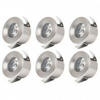 Éclairage de Spot de Véranda LED 6 Pack - Mony - Rond Encastré 1W - Blanc Neutre 4200K - Mat Chrome Aluminium - Ø33mm