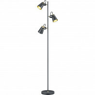Lampadaire LED - Trion Edwy - Douille E14 - 3-lumières - Rond - Mat Noir - Aluminium