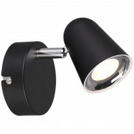 Spot Applique LED - Trion Toluno - 3W - Blanc Chaud 3000K - 1-lumière - Rond - Mat Noir - Plastique