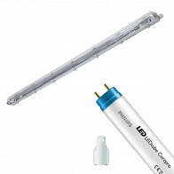 Réglette étanche LED avec tube T8 - Velvalux Strela - 120cm - Simple - Connectable - Étanche IP65 - Philips - CorePro LEDtube EM 840 - 14.5W - Blanc Naturel 4000K | Remplace 36W